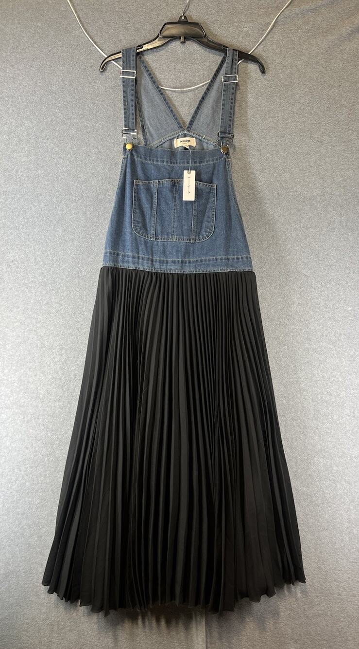 Anthropologie Porridge Pleated Denim Overall Dress Size XL NWT